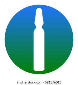 Medical ampoule sign. Vector. White icon in bluish circle on white background. Isolated.