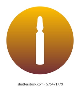 Medical ampoule sign. White icon in circle with golden gradient as background. Isolated.