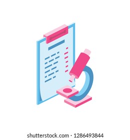 Medical analysis 3d vector icon isometric design pink and blue color minimalism illustrate