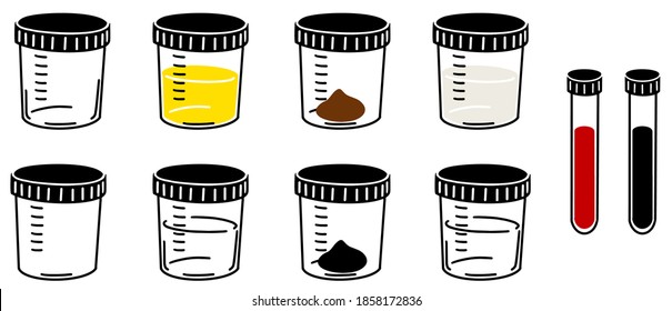 Labortest für medizinische Analyse. Doodle Vektor-Vektorgrafik, handgezeichnet Skizze einzeln auf weißem Hintergrund