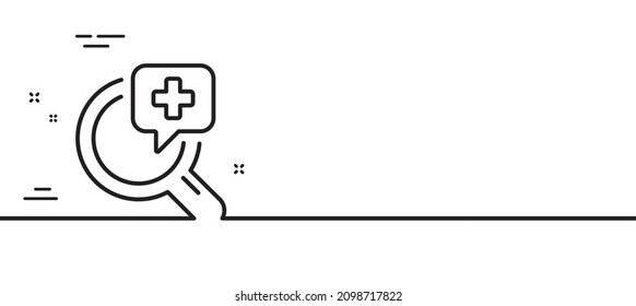 Medical analyzes line icon. Medicine help sign. Pharmacy medication symbol. Minimal line illustration background. Medical analyzes line icon pattern banner. White web template concept. Vector