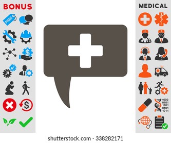 Medical Answer vector icon with bonus. Style is flat symbol, grey color, rounded angles, white background.