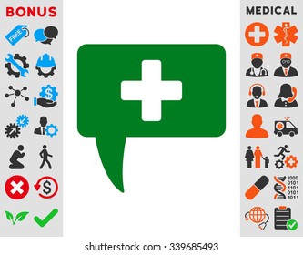 Medical Answer vector icon with bonus. Style is bicolor flat symbol, green and gray colors, rounded angles, white background.