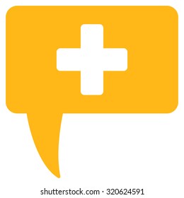 Medical Answer vector icon. Style is flat symbol, yellow color, rounded angles, white background.
