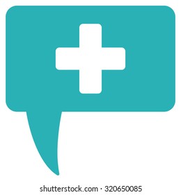 Medical Answer vector icon. Style is flat symbol, cyan color, rounded angles, white background.