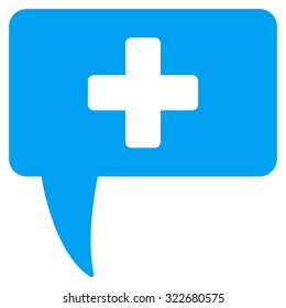 Medical Answer vector icon. Style is flat symbol, blue color, rounded angles, white background.