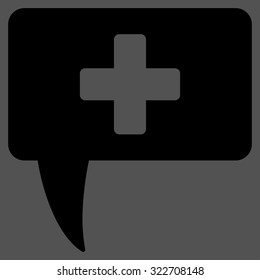 Medical Answer vector icon. Style is flat symbol, black color, rounded angles, gray background.