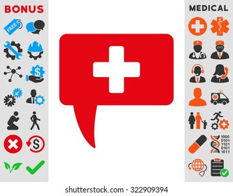 Medical Answer vector icon. Style is bicolor flat symbol, intensive red and black colors, rounded angles, white background.