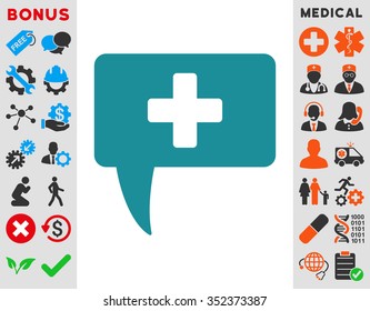 Medical Answer vector icon. Style is flat symbol, soft blue color, rounded angles, white background.
