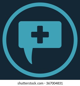 Medical Answer vector icon. Style is flat circled symbol, blue color, rounded angles, dark blue background.
