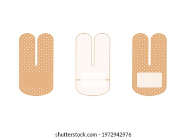 Medical antibacterial plaster. Set isolated on white background. Vector illustration.