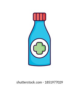 Medical Antiseptic Sanitizer Bottle icon over white background, flat style, vector illustration