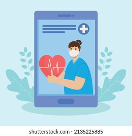 medical app design with cellphone and doctor