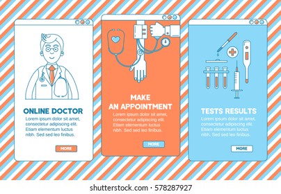 Medical App Design. Online Doctor, Make An Appointment  And Test Results.