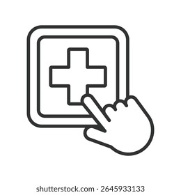 Aplicativo Médico, ícone em design de linha. Aplicativo médico, saúde, saúde móvel, telemedicina, médico, saúde digital, e-saúde no vetor de fundo branco. Aplicativo Médico, ícone de traçado editável