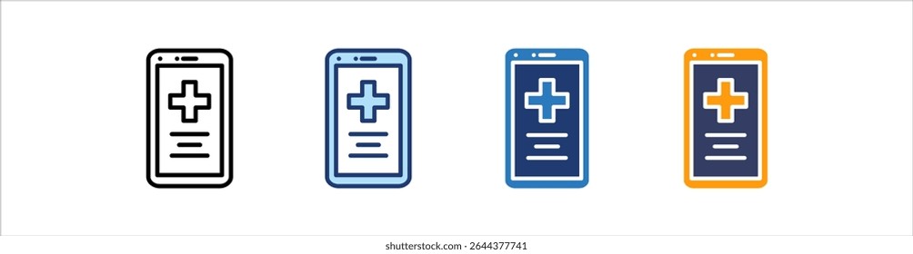 Conjunto de iconos de App médico Colección de estilo múltiple