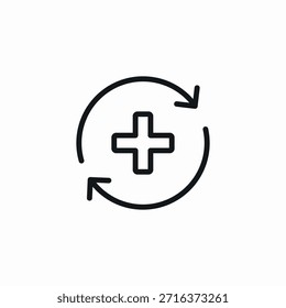 Vector de signo de icono de sincronización de aplicación médica