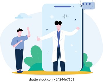 Medical application vector flat illustration, healthy application vector, health care flat illustration