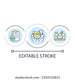 Medical appointment loop concept icon. Health checkup. Insurance plan. Healthcare coverage abstract idea thin line illustration. Isolated outline drawing. Editable stroke. Arial font used
