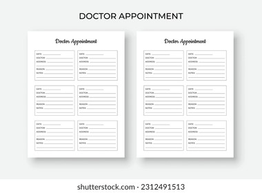 Medical Appointment Tracker, Digital Doctor Visit Tracker, Doctor Appointment Tracker
