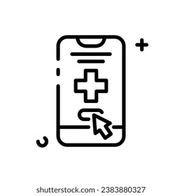 Medizinische Apps Symbol-Linie, Vektorgrafik einzeln auf weißem Hintergrund.