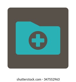 Medical Archive vector icon. Style is flat rounded square button, cyan and grey colors, white background.