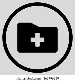 Medical Archive vector icon. Style is flat circled symbol, black color, rounded angles, light gray background.