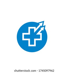 medical arrow and cross  icon logo vector illustration design template