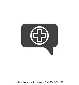 Medical Assistance Chat Vector Icon. Filled Flat Sign For Mobile Concept And Web Design. Medical Message Glyph Icon. Symbol, Logo Illustration. Vector Graphics