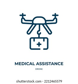 Medical Assistance Icon. Linear Vector Illustration From Drone Collection. Outline Medical Assistance Icon Vector. Thin Line Symbol For Use On Web And Mobile Apps, Logo, Print Media.