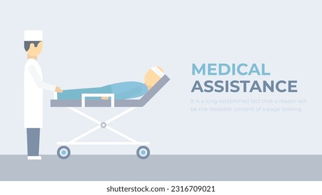 Medical assistance. Patient on a stretcher vector. Logrolling a sick person.