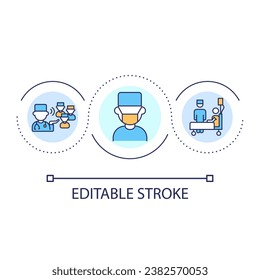 Medical assistant loop concept icon. Practitioner and assistant. Healthcare. Examine patient abstract idea thin line illustration. Isolated outline drawing. Editable stroke. Arial font used