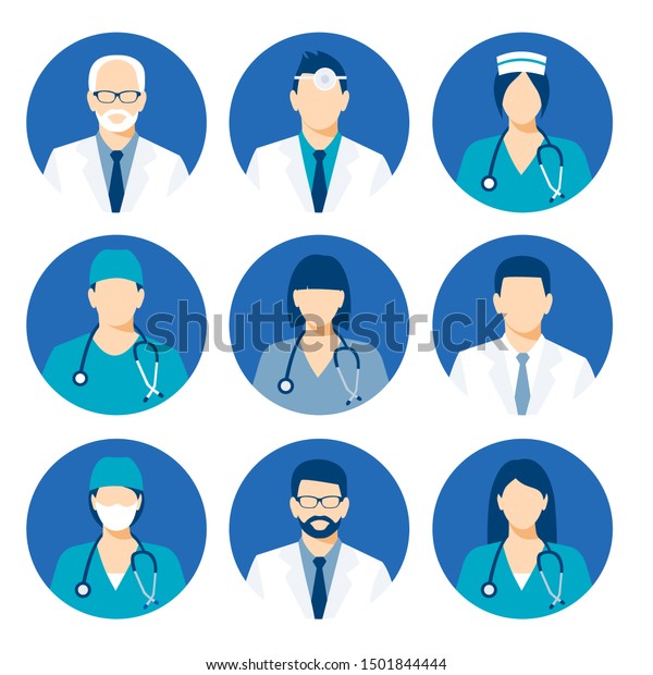 Medical Avatars Set Medical Clinic Staff Flat Avatars Icon 