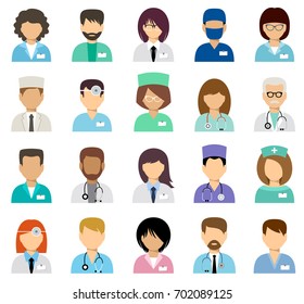 Medical avatars, team of doctors. Set 2. Vector