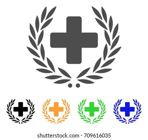 Medical Award Wreath vector pictogram. Style is a flat graphic symbol in gray, black, yellow, blue, green color versions. Designed for web and mobile apps.