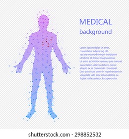 Medical background. Abstract model of man with points and lines. Vector background. Human anatomy