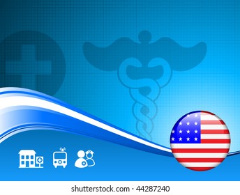 Antecedentes médicos con la ilusión vectorial original del botón de Internet estadounidense