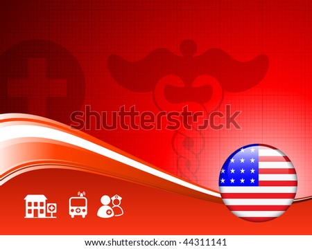Medical Background with American Internet Button Original Vector Illustration