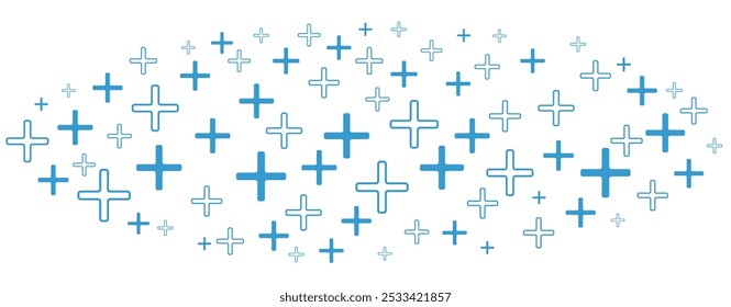 Medical background with blue cross. Pharmacy design. Vector abstract border