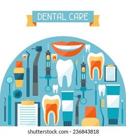 Medical background design with dental equipment icons.