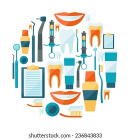 Medical background design with dental equipment icons.