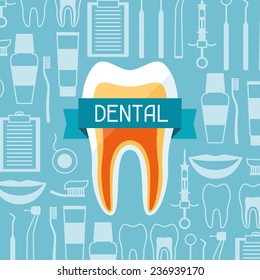 Medical background design with dental equipment icons.