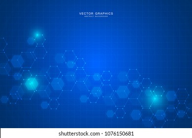 Medical background design. Geometric abstract background with hexagons. Medicine, science and technology vector illustration