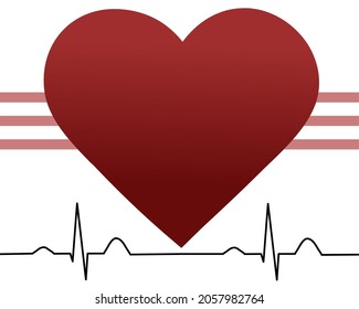 Medical Background Design. Normal Electrocardiogram (ECG, EKG) Pattern With Heart Shape On White Background.