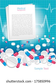 Medical background with different pills