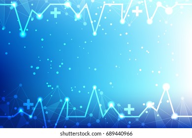 Medical Background in Digital Style with Icons of Heart, DNA, Tablets, Molecules and Geometric Shapes. Vector Abstract Concept on Healthcare and Treatment.