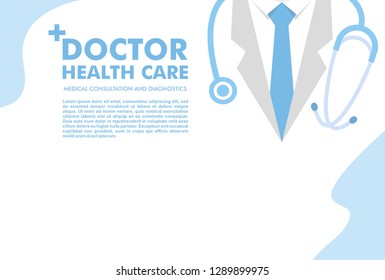 Medical background with doctor close up character with stethoscope. Web banner with medical staff. Health care and medicine concept.