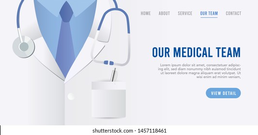 Medical background. Doctor close up with stethoscope. Vector illustration