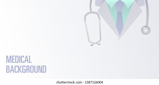 Medical background. Doctor close up with stethoscope. Online doctor concept. Vector illustration