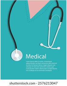 Medical background. Doctor close up with stethoscope. Online doctor concept. Vector illustration